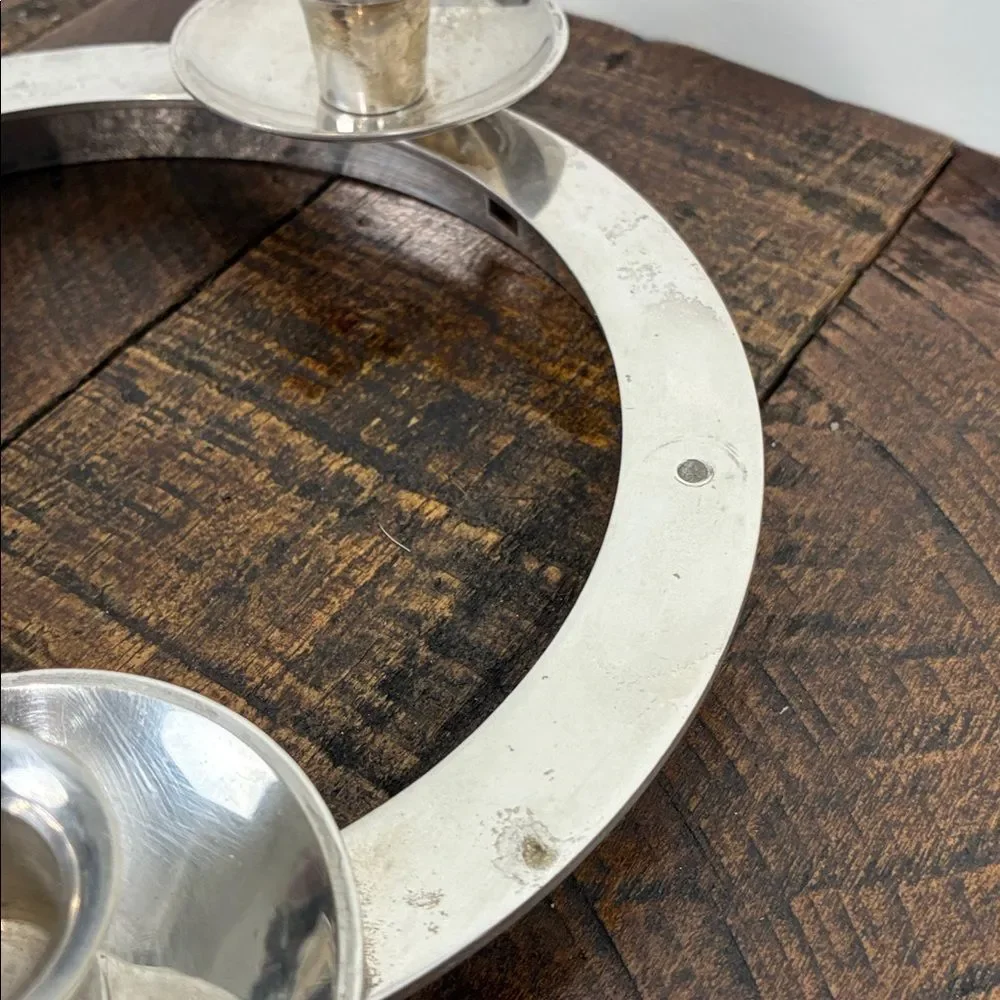 Restoration Hardware Silver-Plated Candle Holder Round Circle Centerpiece Wreath